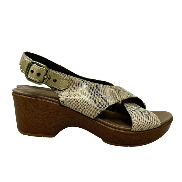 Dansko Jacinda Women's beige Leather  Slingback Heels Sandals Size 41 US 10-10.5 - Picture 1 of 14